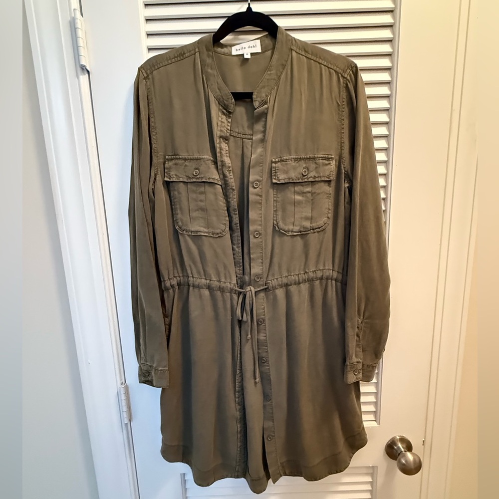 Bella Dahl Flap Pocket Shirt Dress Herb Green - Size medium